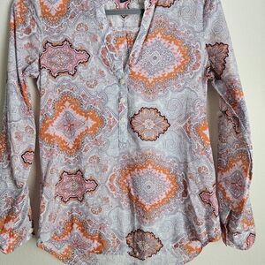 Old Navy Women's Paisley Blouse - Orange and Pink